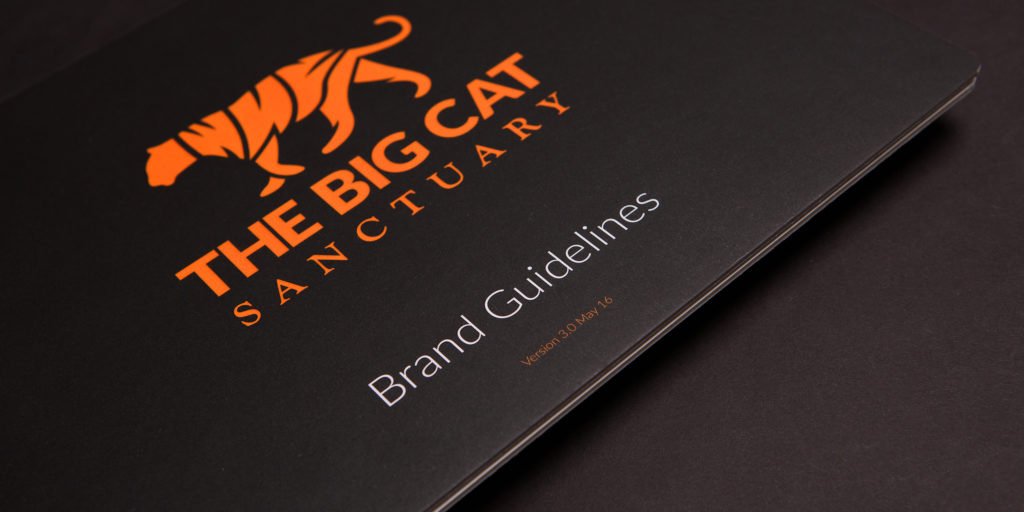 Booklet With The Big Cat Sanctuary Brand Guidelines That Were Made By Bison Printed Onto A Booklet