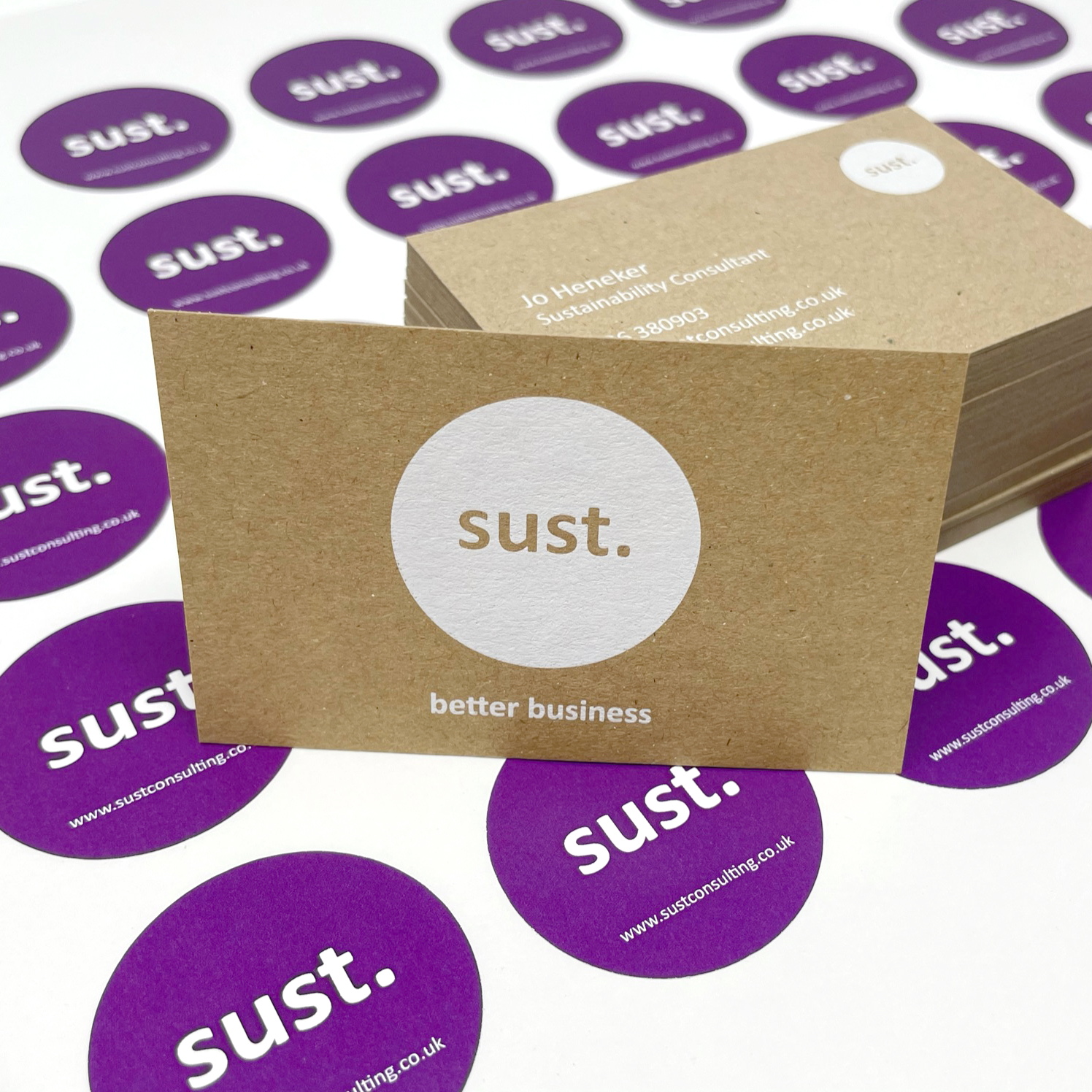 Recycled Brown Kraft Card Business Cards On Post-Consumer Waste For Sust. Consulting