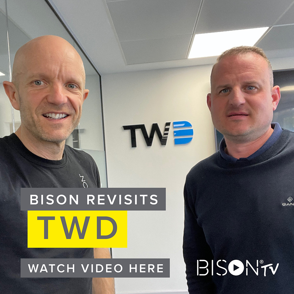 BISON Managing Director Mark Bidwell and TWD Founder Tommy Ward In Front of the TWD Logo